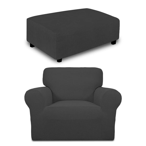 subrtex 2-Piece Striped Knit Chair Cover Bundles X-Large Ottoman Cover Grey subrtex 2-Piece Striped Knit Chair Cover Bundles X-Large Ottoman Cover Grey